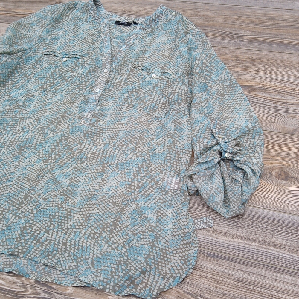 Patterned Lightweight Sheer Blouse Top - image 4